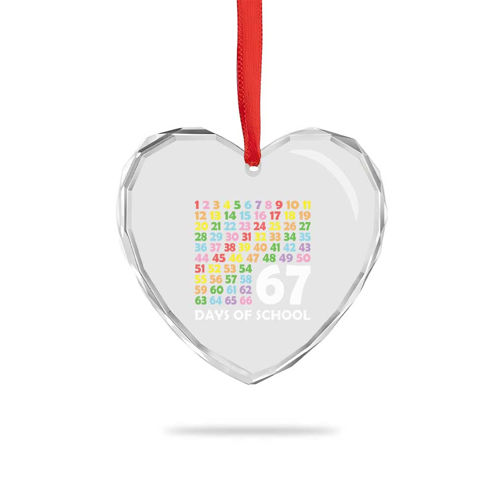 67 Days of School Heart Crystal Glass Ornament Colorful Countdown Grid Milestone Classroom Fun - Wonder Print Shop