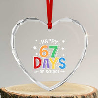 67 Days of School Heart Crystal Glass Ornament Funny Meme Teacher Student 67th Day - Wonder Print Shop