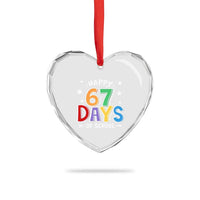 67 Days of School Heart Crystal Glass Ornament Funny Meme Teacher Student 67th Day - Wonder Print Shop