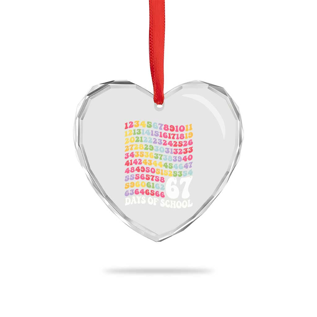 67 Days of School Heart Crystal Glass Ornament Funny Six Seven Meme Teacher Student Gen Alpha Slang - Wonder Print Shop