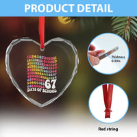 67 Days of School Heart Crystal Glass Ornament Funny Six Seven Meme Teacher Student Gen Alpha Slang - Wonder Print Shop