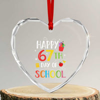 67 Days of School Heart Crystal Glass Ornament Happy 67th Day Of School Teachers Student Meme - Wonder Print Shop