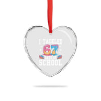 67 Days Of School Heart Crystal Glass Ornament Six Seven Sports American Football Ice Cream Drip - Wonder Print Shop