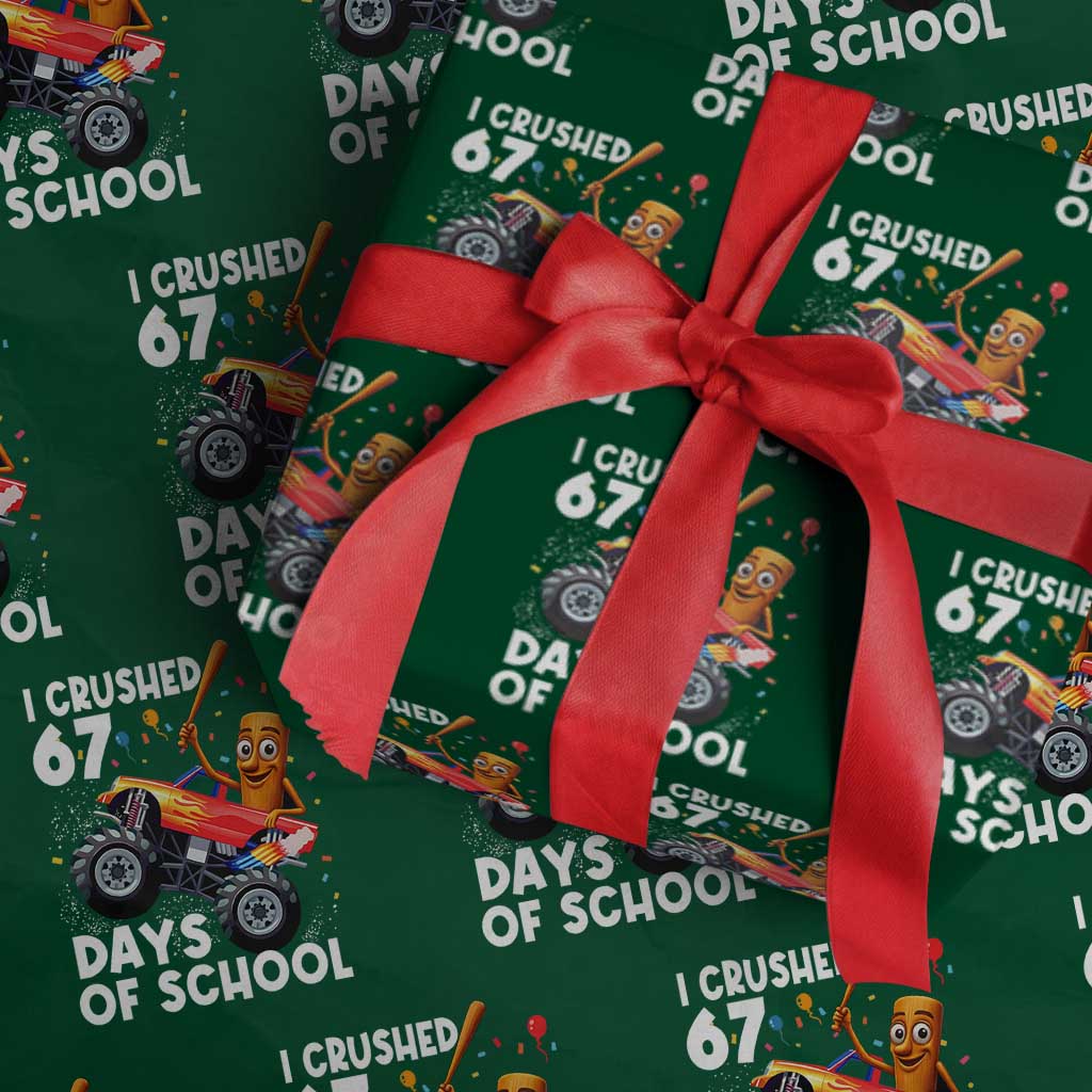 67 Days of School Monster Truck Wrapping Paper Roll 67th Day Boys Tung Tung Tung Sahur - Wonder Print Shop