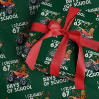 67 Days of School Monster Truck Wrapping Paper Roll 67th Day Boys Tung Tung Tung Sahur - Wonder Print Shop