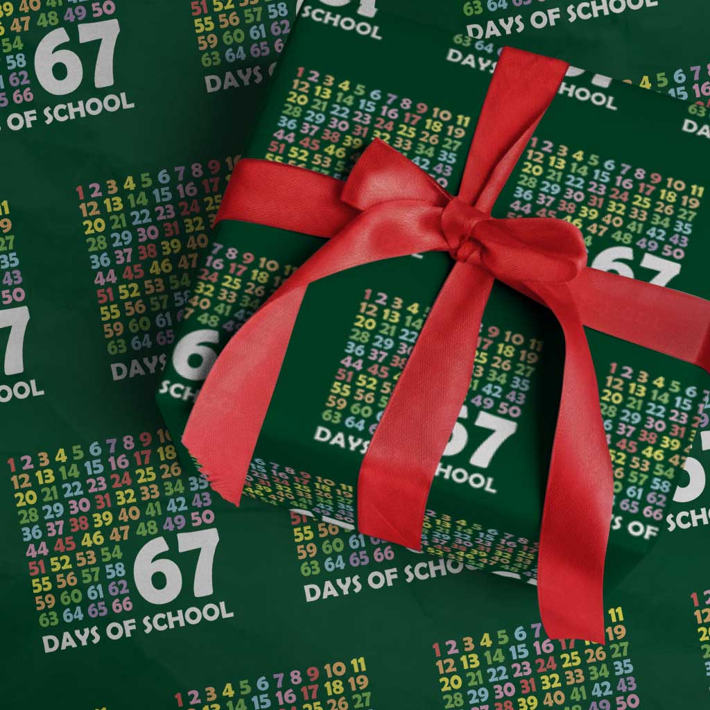 67 Days of School Wrapping Paper Roll Colorful Countdown Grid Milestone Classroom Fun - Wonder Print Shop