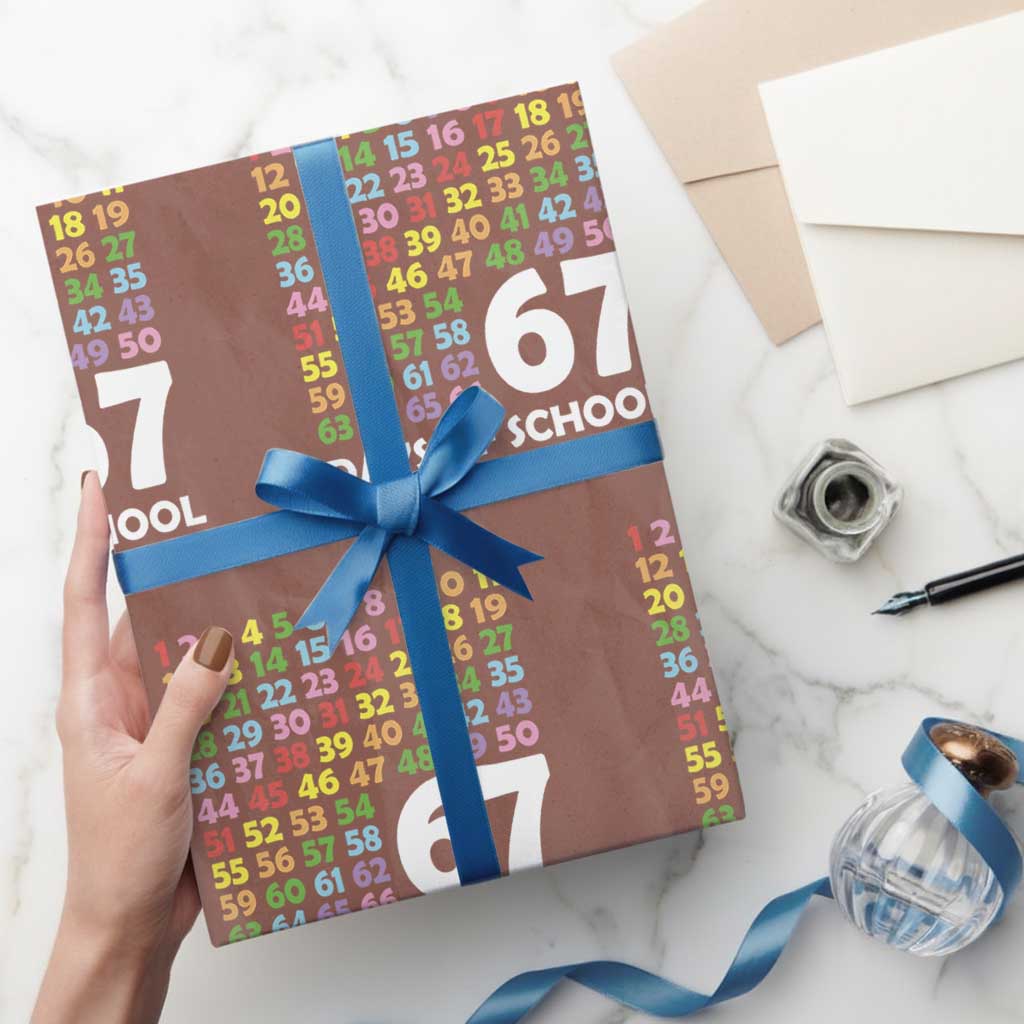 67 Days of School Wrapping Paper Roll Colorful Countdown Grid Milestone Classroom Fun - Wonder Print Shop