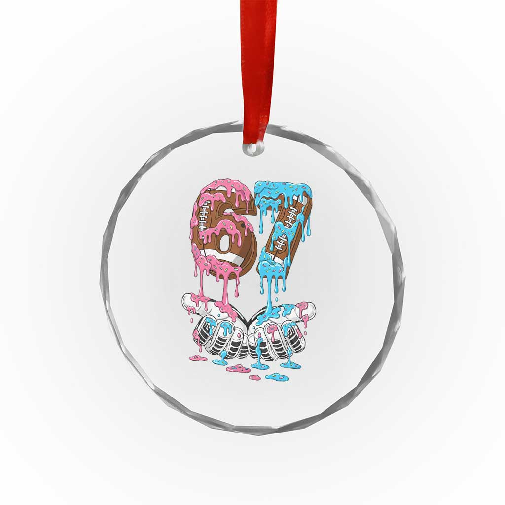 67 Football Meme Crystal Glass Ornament Six Seven Sports American Football Ice Cream Drip - Wonder Print Shop