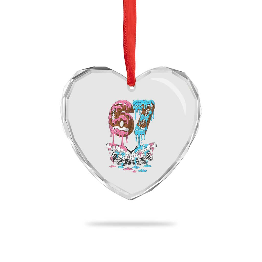 67 Football Meme Heart Crystal Glass Ornament Six Seven Sports American Football Ice Cream Drip - Wonder Print Shop