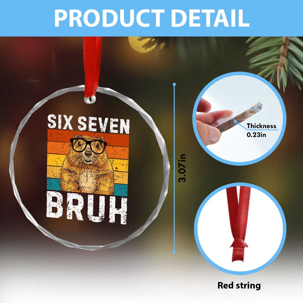 67 Groundhog Meme Crystal Glass Ornament Funny Six Seven Bruh Groundhog Day - Wonder Print Shop