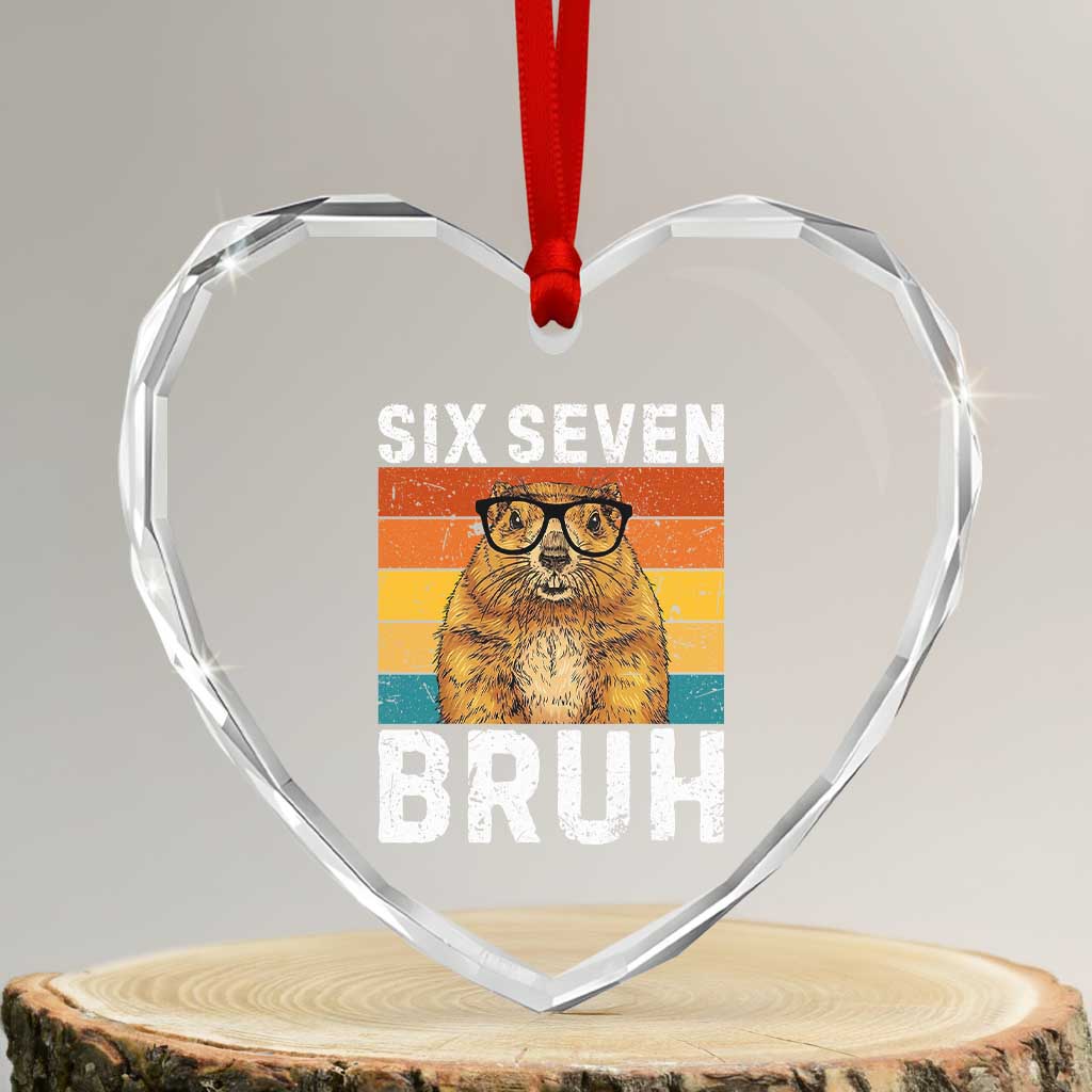67 Groundhog Meme Heart Crystal Glass Ornament Funny Six Seven Bruh Groundhog Day - Wonder Print Shop
