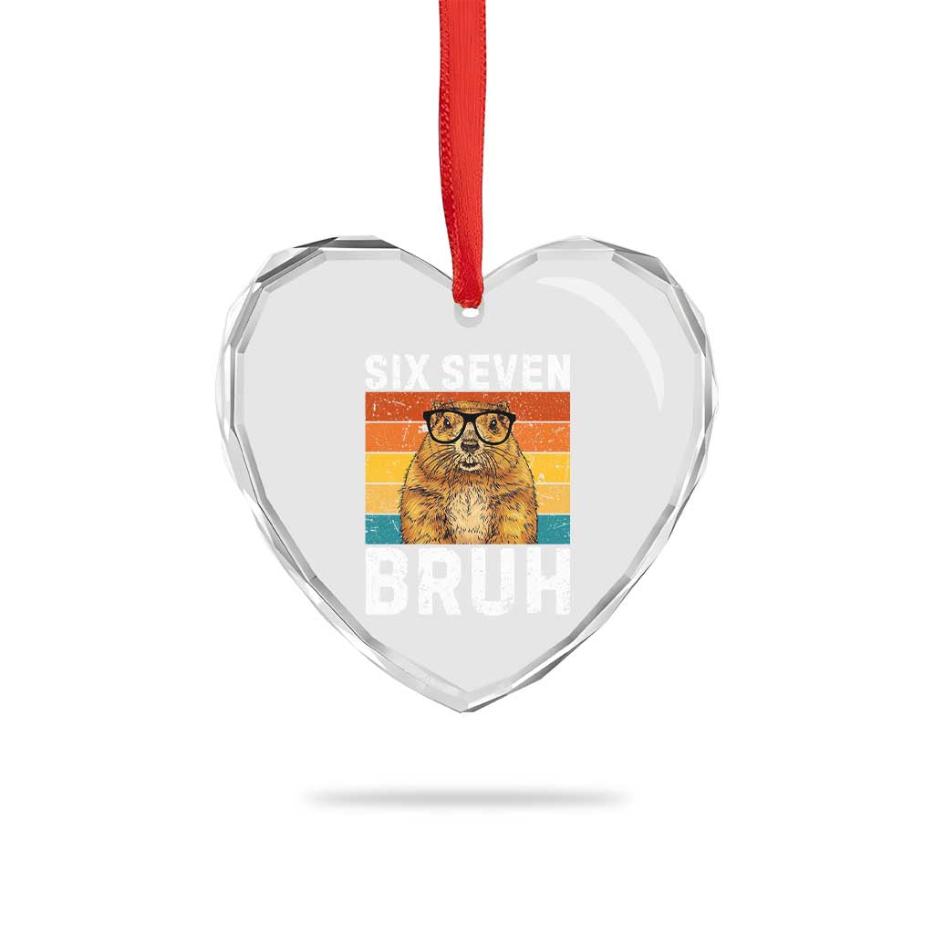 67 Groundhog Meme Heart Crystal Glass Ornament Funny Six Seven Bruh Groundhog Day - Wonder Print Shop
