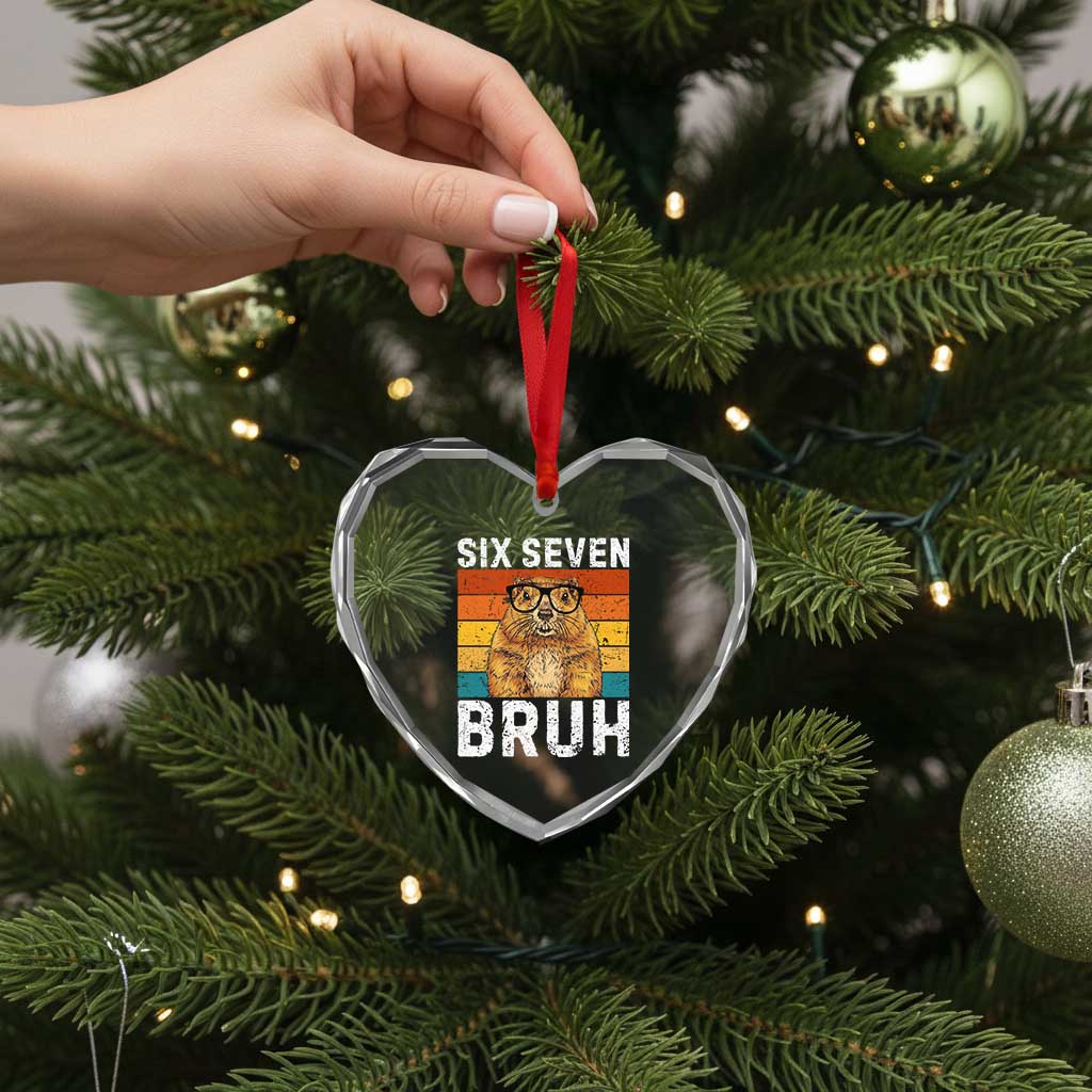 67 Groundhog Meme Heart Crystal Glass Ornament Funny Six Seven Bruh Groundhog Day - Wonder Print Shop