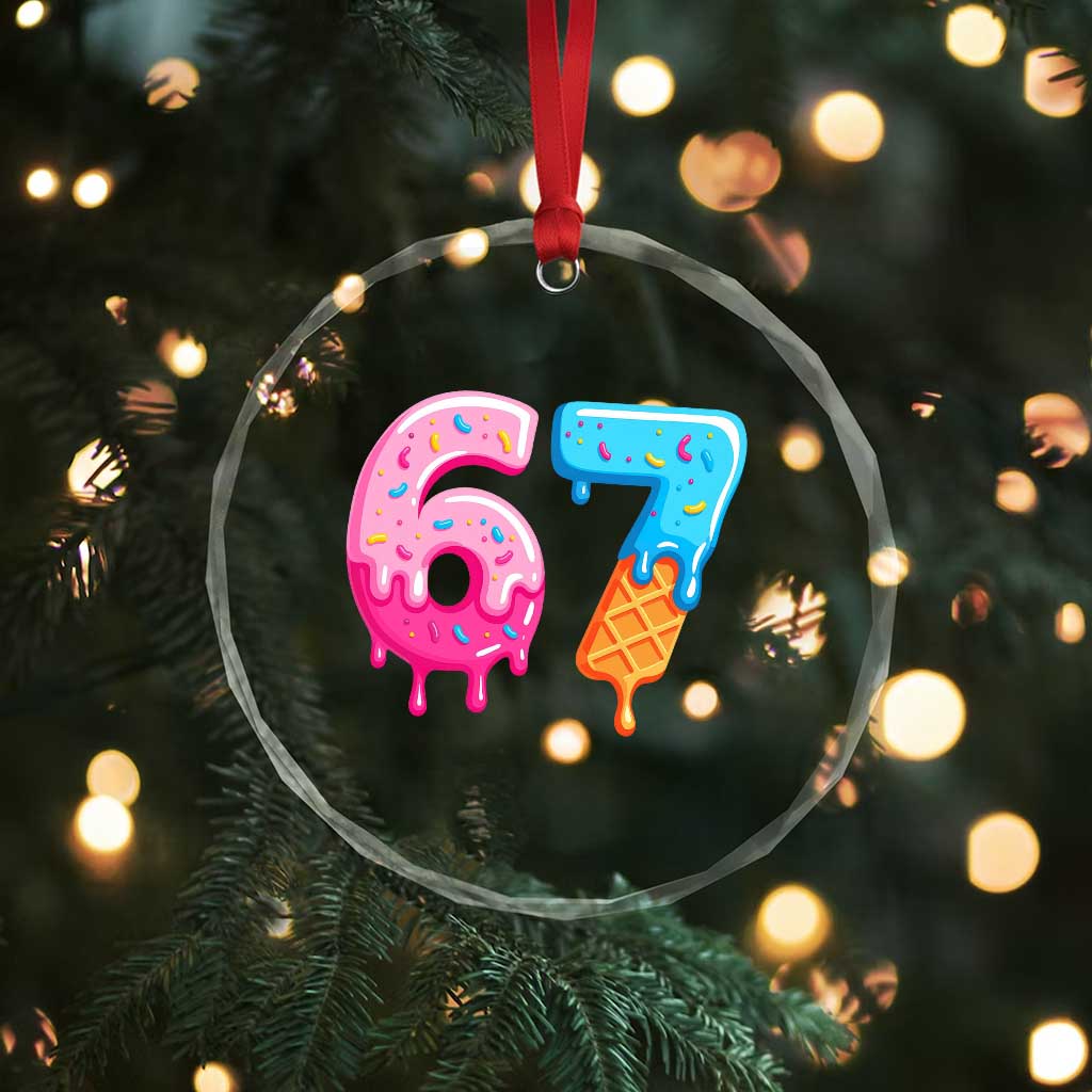 67 Ice Cream Drip Meme Crystal Glass Ornament Funny Six Seven Gen Alpha Slang - Wonder Print Shop