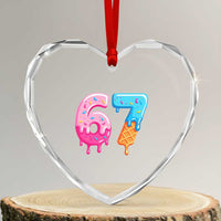 67 Ice Cream Drip Meme Heart Crystal Glass Ornament Funny Six Seven Gen Alpha Slang - Wonder Print Shop