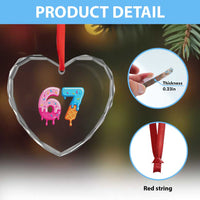 67 Ice Cream Drip Meme Heart Crystal Glass Ornament Funny Six Seven Gen Alpha Slang - Wonder Print Shop