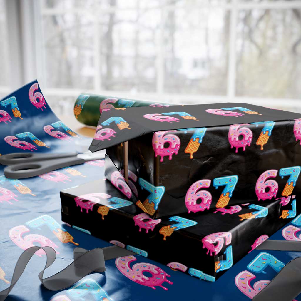 67 Ice Cream Drip Meme Wrapping Paper Roll Funny Six Seven Gen Alpha Slang - Wonder Print Shop