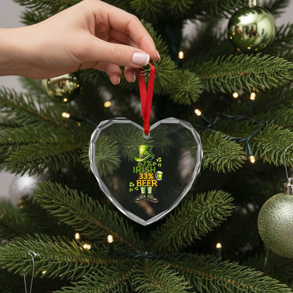 67 Irish 33 Beer Heart Crystal Glass Ornament Funny Six Seven Leprechaun Drinking Beer Lover