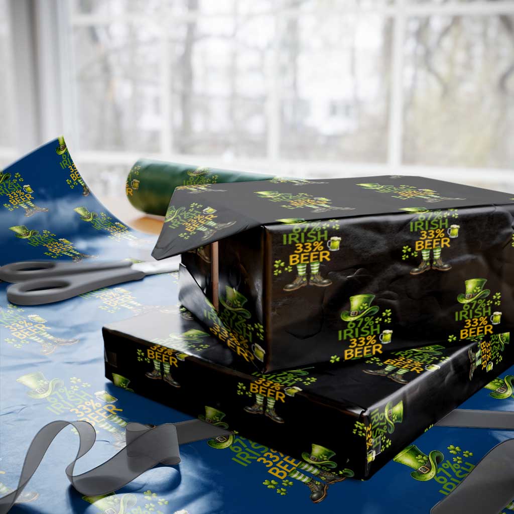 67 Irish 33 Beer Wrapping Paper Roll Funny Six Seven Leprechaun Drinking Beer Lover