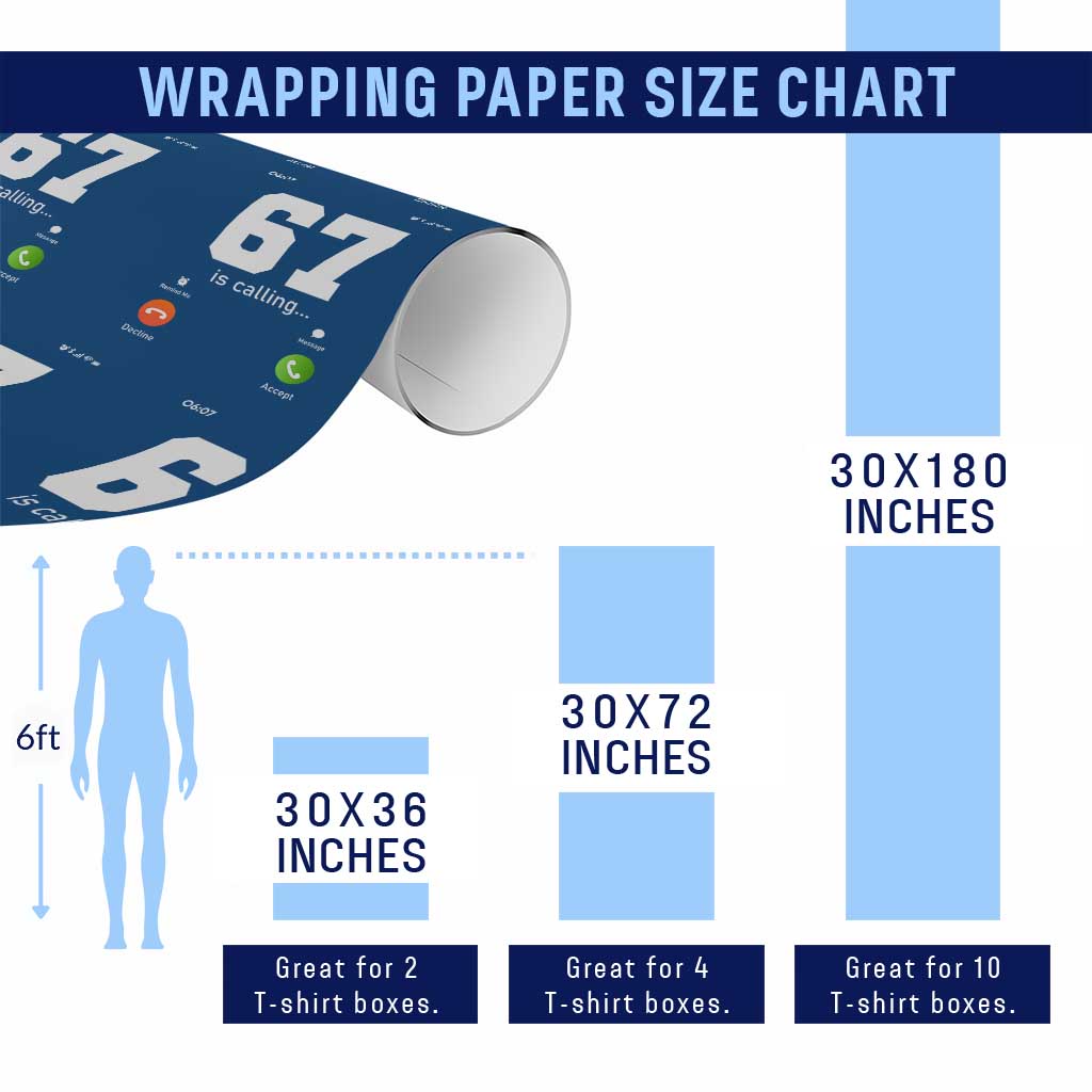 67 Is Calling Meme Wrapping Paper Roll Funny Six Seven Phone Call Screen - Wonder Print Shop
