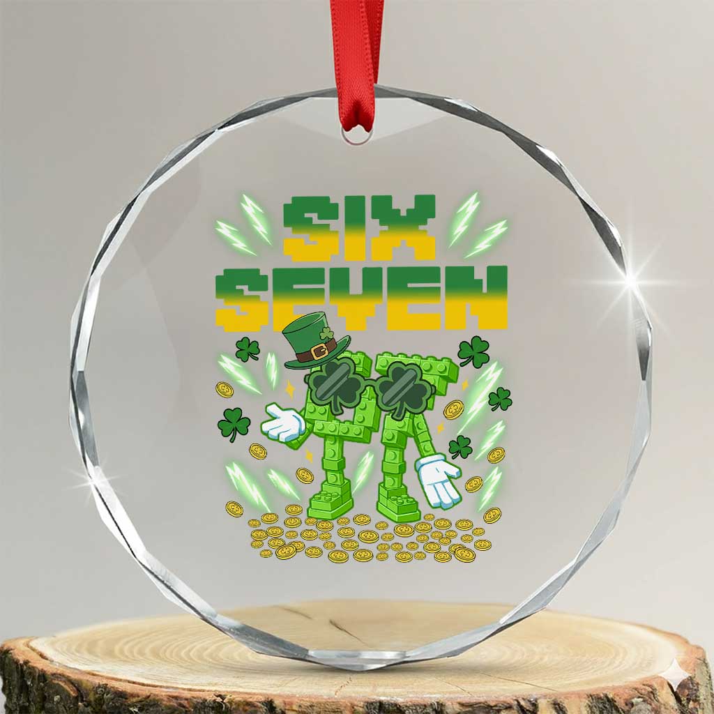 67 Italian Brainrot St Patricks Day Crystal Glass Ornament Funny Six Seven Leprechaun Playing Baseball Meme