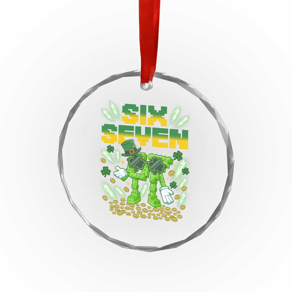 67 Italian Brainrot St Patricks Day Crystal Glass Ornament Funny Six Seven Leprechaun Playing Baseball Meme