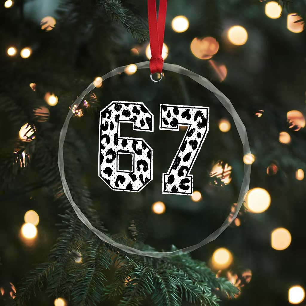 67 Jersey Number Crystal Glass Ornament Funny Six Seven Meme Y2k Leopard Number - Wonder Print Shop