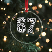 67 Jersey Number Crystal Glass Ornament Funny Six Seven Meme Y2k Leopard Number - Wonder Print Shop