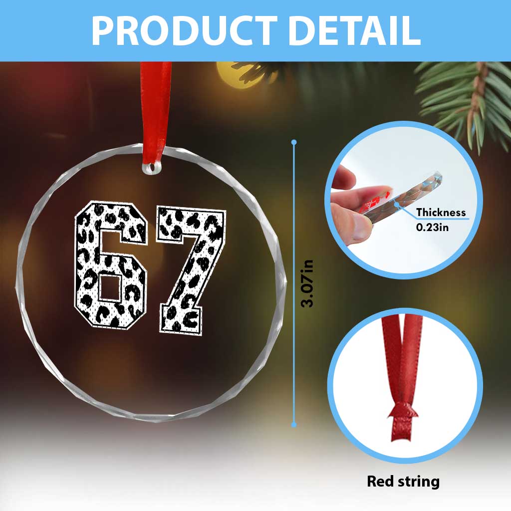 67 Jersey Number Crystal Glass Ornament Funny Six Seven Meme Y2k Leopard Number - Wonder Print Shop