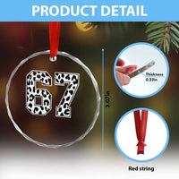 67 Jersey Number Crystal Glass Ornament Funny Six Seven Meme Y2k Leopard Number - Wonder Print Shop