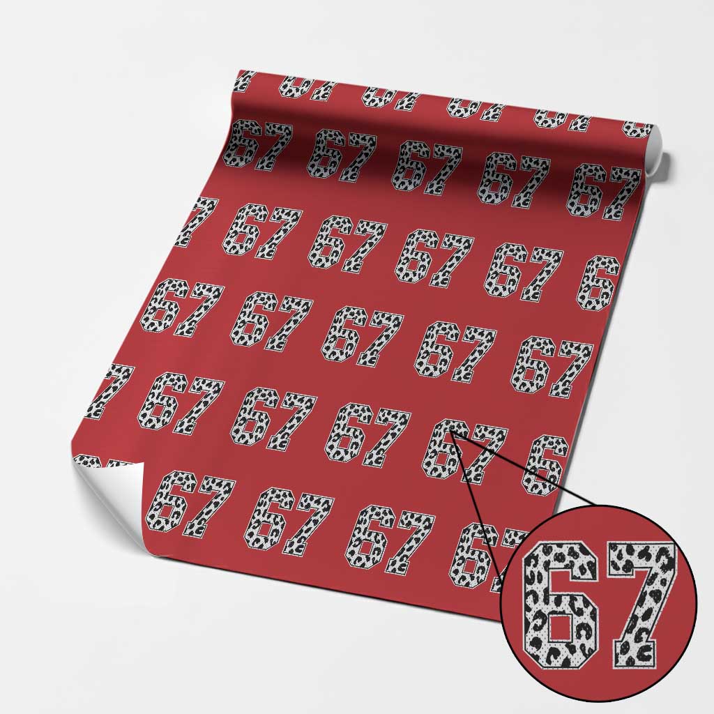 67 Jersey Number Wrapping Paper Roll Funny Six Seven Meme Y2k Leopard Number - Wonder Print Shop