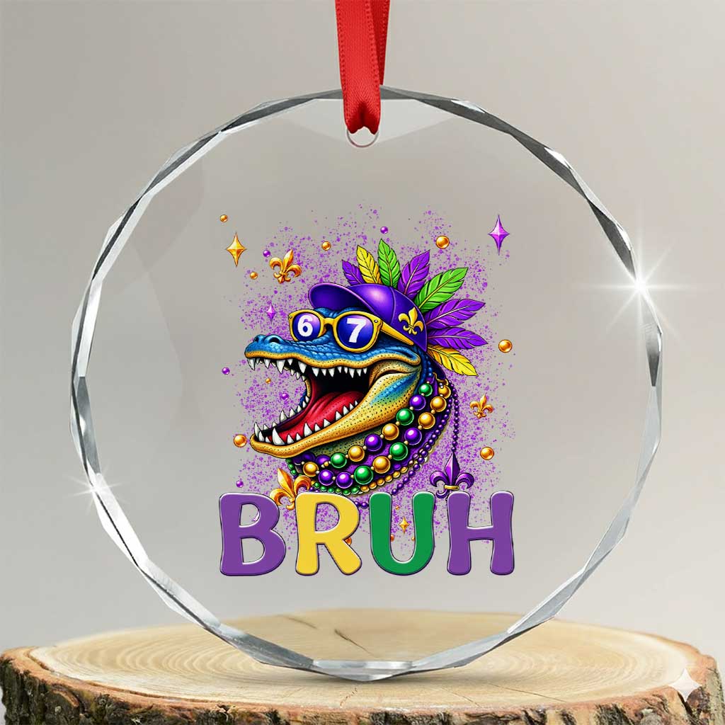 67 Mardi Gras Crystal Glass Ornament Funny Alligator Six Seven Bruh Meme