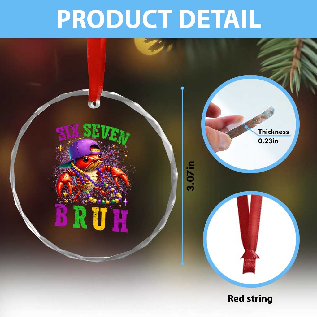 67 Mardi Gras Crystal Glass Ornament Funny Crawfish Six Seven Bruh Meme