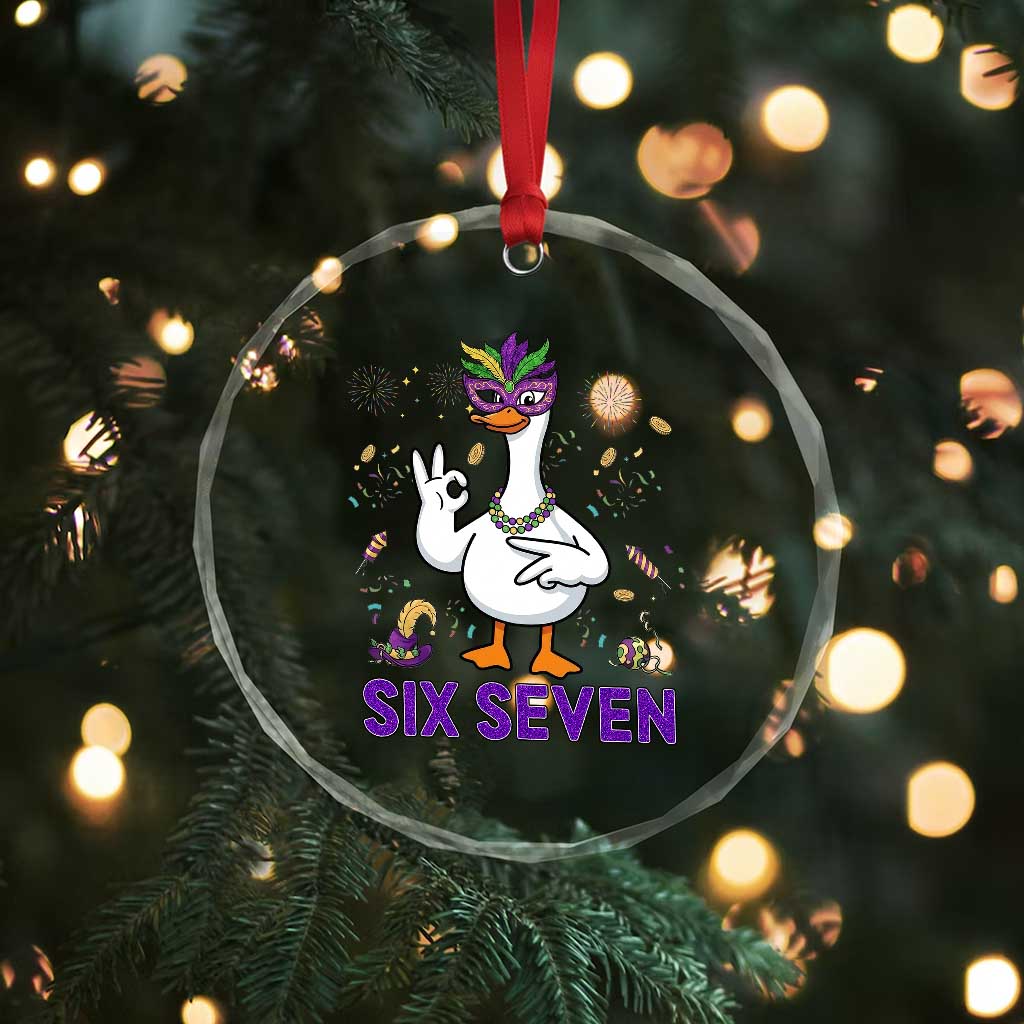 67 Mardi Gras Crystal Glass Ornament Funny Goose Meme Carnival Trendy