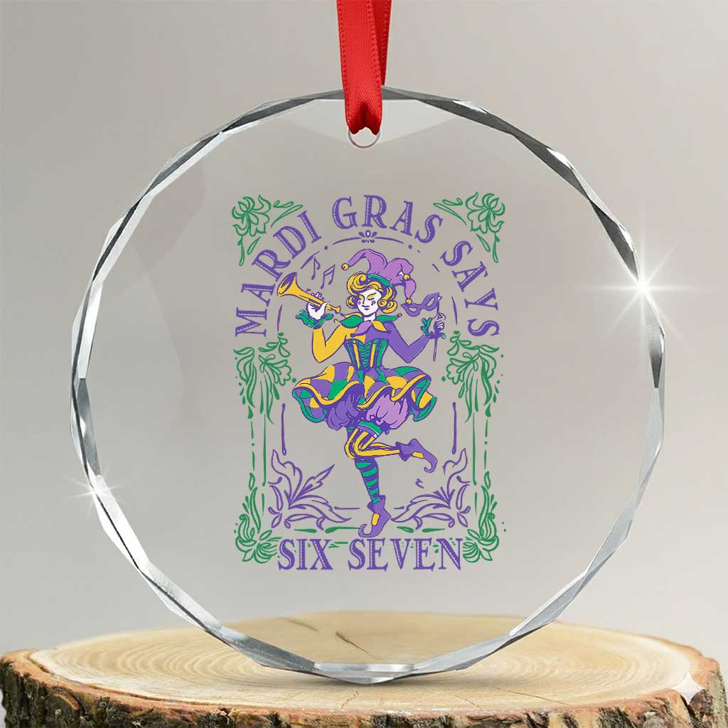 67 Mardi Gras Crystal Glass Ornament Funny Six Seven Carnival Trendy