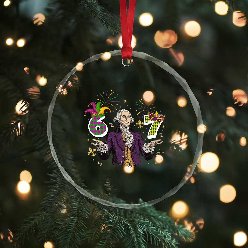 67 Mardi Gras Crystal Glass Ornament Funny Six Seven George Washington Meme