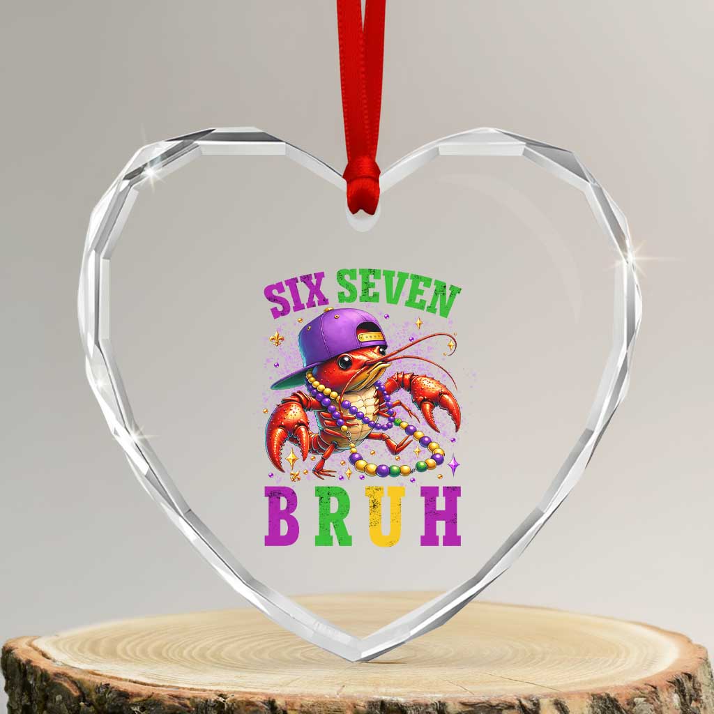 67 Mardi Gras Heart Crystal Glass Ornament Funny Crawfish Six Seven Bruh Meme