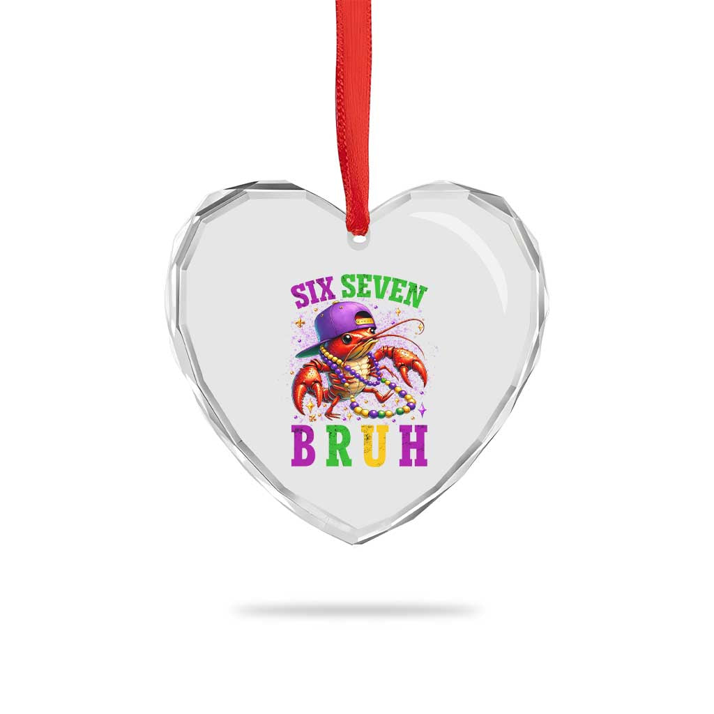 67 Mardi Gras Heart Crystal Glass Ornament Funny Crawfish Six Seven Bruh Meme