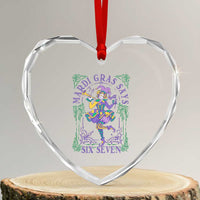 67 Mardi Gras Heart Crystal Glass Ornament Funny Six Seven Carnival Trendy