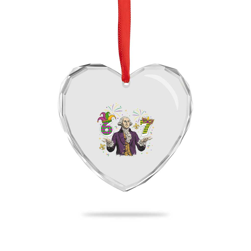67 Mardi Gras Heart Crystal Glass Ornament Funny Six Seven George Washington Meme