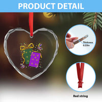 67 Mardi Gras Heart Crystal Glass Ornament Funny Six Seven Playing Cards Meme
