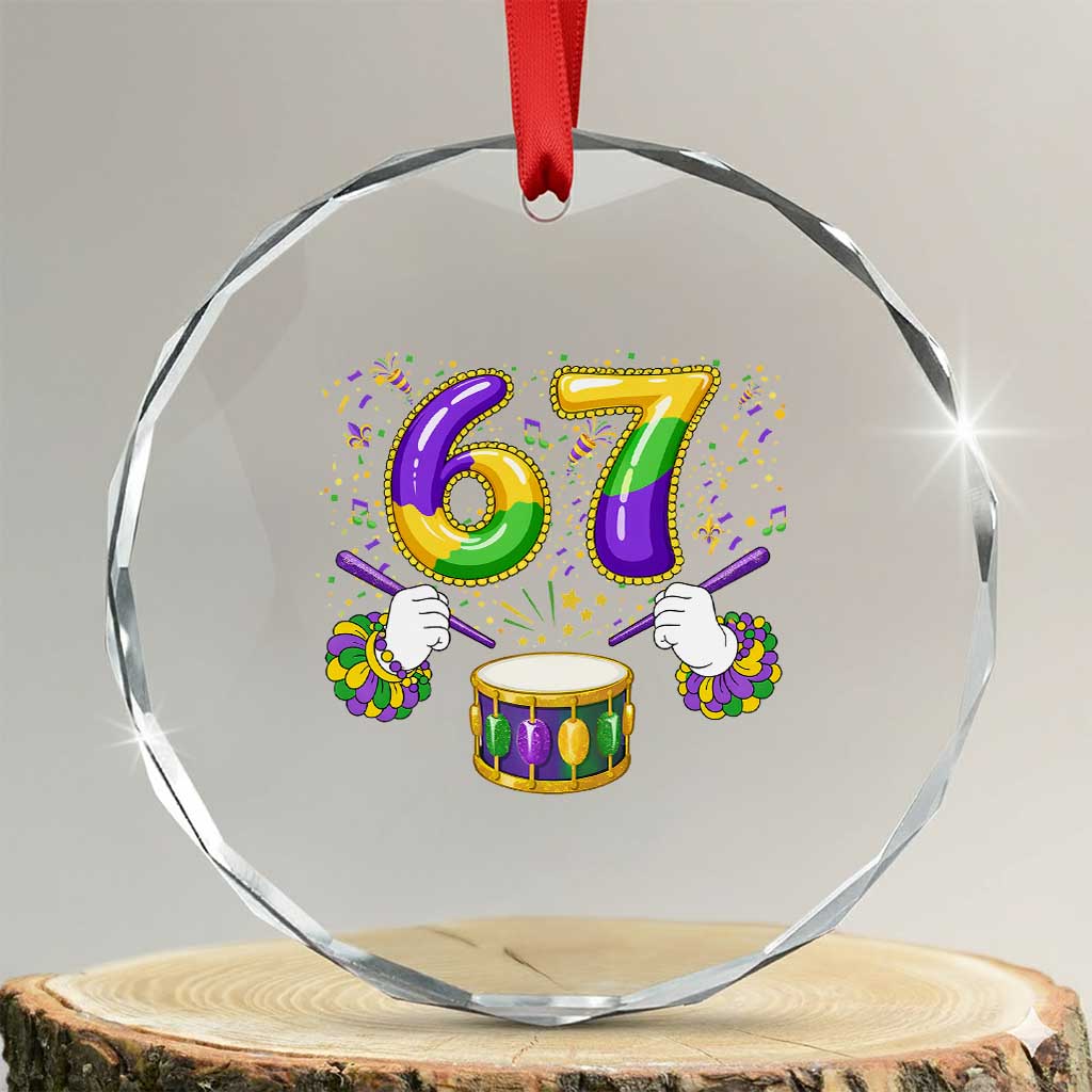 67 Mardi Gras Meme Crystal Glass Ornament Funny Six Seven Carnival Trendy
