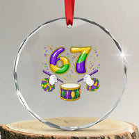 67 Mardi Gras Meme Crystal Glass Ornament Funny Six Seven Carnival Trendy