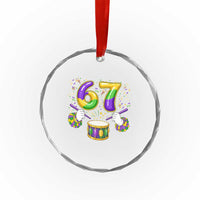 67 Mardi Gras Meme Crystal Glass Ornament Funny Six Seven Carnival Trendy