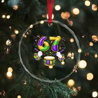67 Mardi Gras Meme Crystal Glass Ornament Funny Six Seven Carnival Trendy
