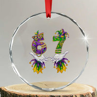 67 Mardi Gras Meme Crystal Glass Ornament Funny Six Seven Hand Carnival Trendy