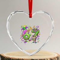 67 Mardi Gras Meme Heart Crystal Glass Ornament Funny Six Seven Carnival Party