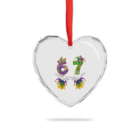 67 Mardi Gras Meme Heart Crystal Glass Ornament Funny Six Seven Hand Carnival Trendy