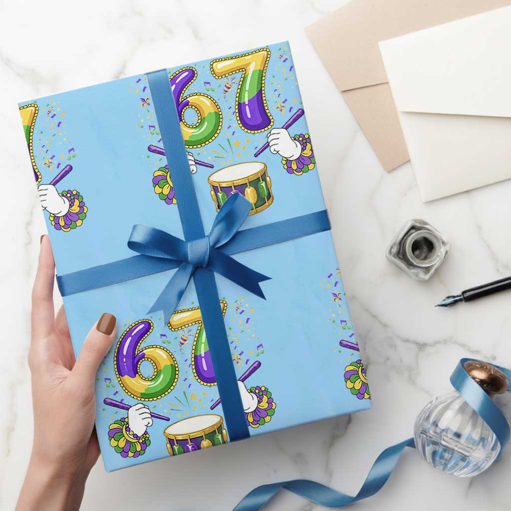 67 Mardi Gras Meme Wrapping Paper Roll Funny Six Seven Carnival Trendy
