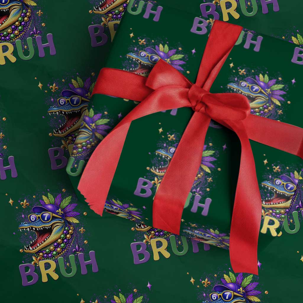 67 Mardi Gras Wrapping Paper Roll Funny Alligator Six Seven Bruh Meme